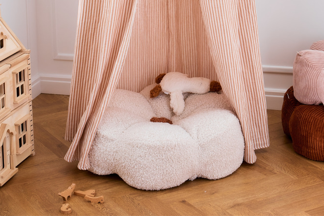 Puf Bouclé Flor – Crema