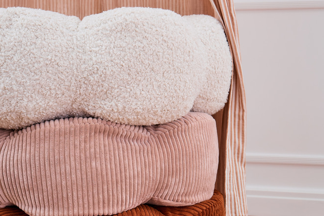 Pouf Bouclé Fiore – Crema