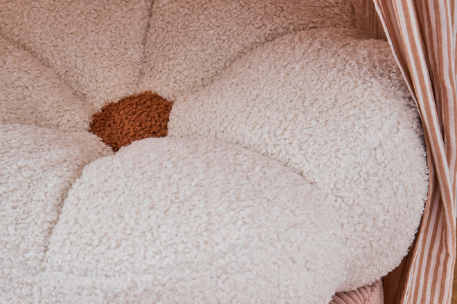 Pouf Bouclé Fleur - Crème