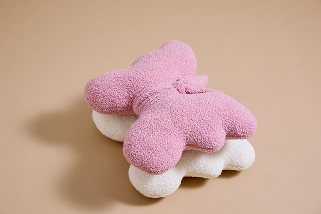 Coussin Papillon Bouclé - Rose