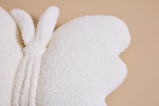 Coussin Papillon Bouclé - Blanc