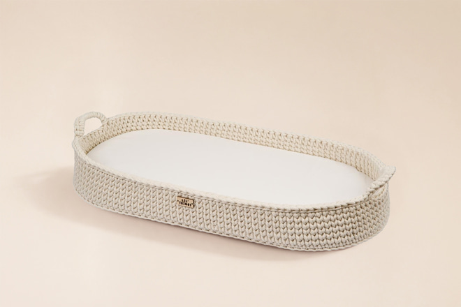 Panier à Langer Crochet avec Matelas - Naturel