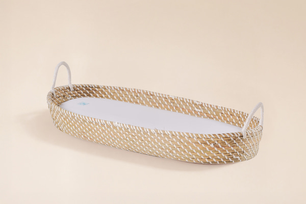 Panier à Langer avec Matelas - Naturel & Blanc