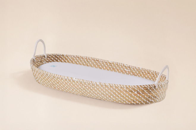 Changing Basket with Mattress - Natural & White