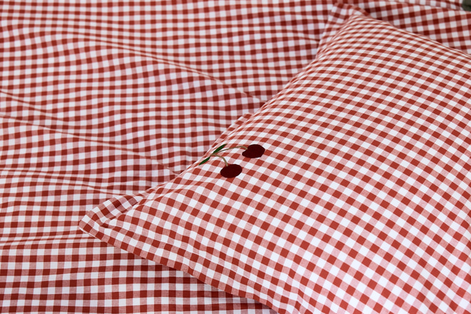 Copripiumino a Quadri Ciliegia - Rosso 140x200