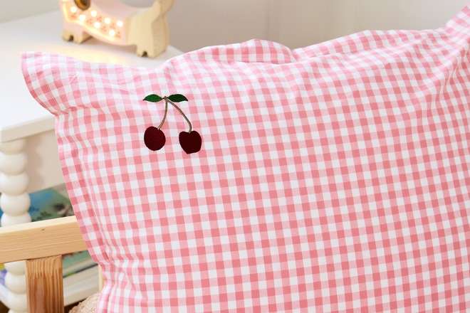 Funda Nórdica de Cuadros Cereza - Rosa 140x200