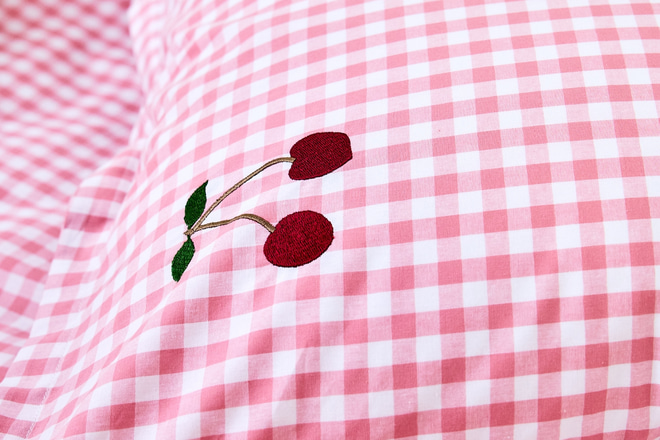 Housse de Couette à Carreaux Cerise - Rose 140x200