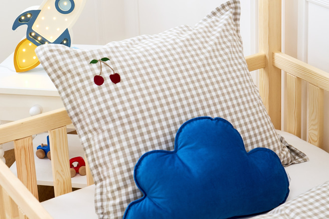 Copripiumino a Quadri Ciliegia - Grigio 140x200