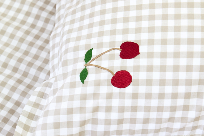 Bettbezug mit Kirsch-Karo - Grau 140x200cm