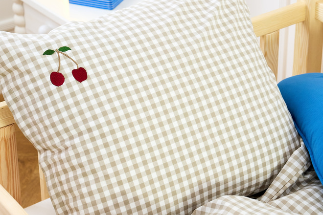 Copripiumino a Quadri Ciliegia - Grigio 140x200