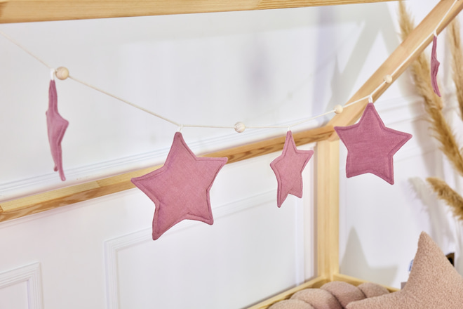 Guirnalda de lino – Estrella rosa