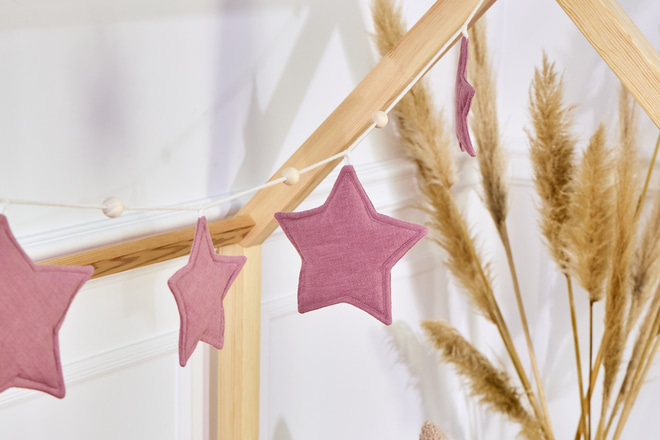 Guirnalda de lino – Estrella rosa