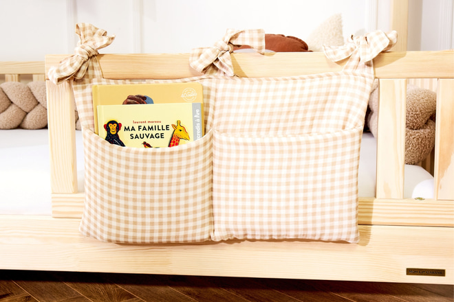 Bolsa de Almacenamiento Cama - Pequeños Cuadros Beige