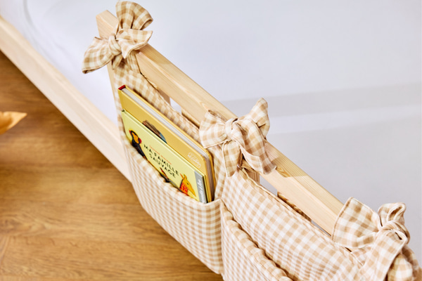 Pochette de Rangement Lit - Petits Carreaux Beige