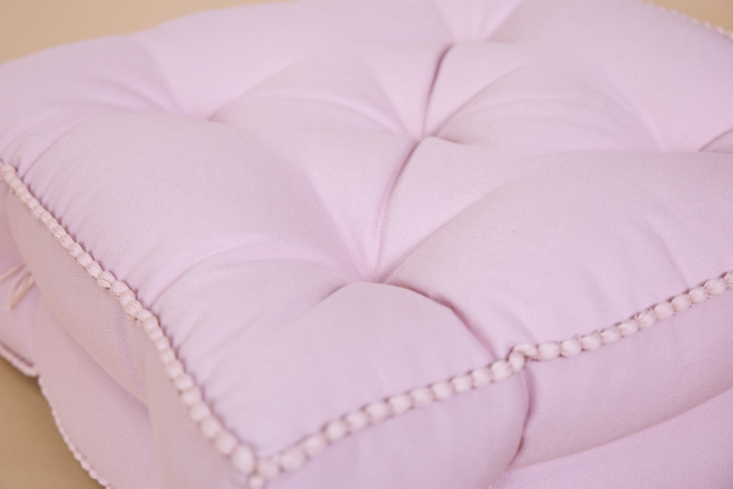 Quilted Boho Pouf – Powder Pink