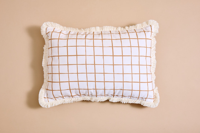 Coussin à Franges Rectangle - Vichy Caramel