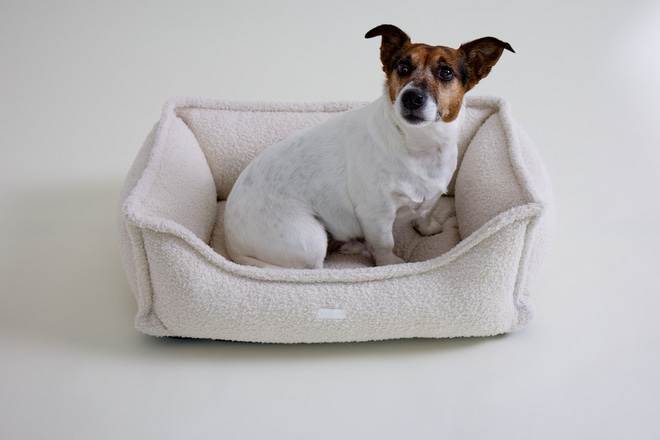 Panier Premium Rectangle Léo Bouclé - Écru