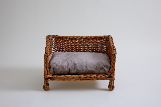 Fauteuil Rectangle Henri en Osier - Vintage