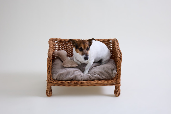 Fauteuil Rectangle Henri en Osier - Vintage