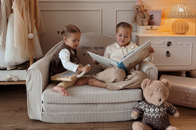 Sofa Velours Côtelé - Beige - Nom personnalisable