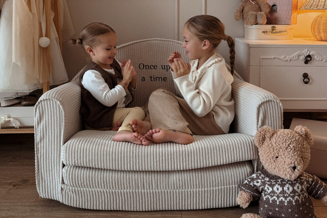 Sofa Velours Côtelé - Beige - Nom personnalisable