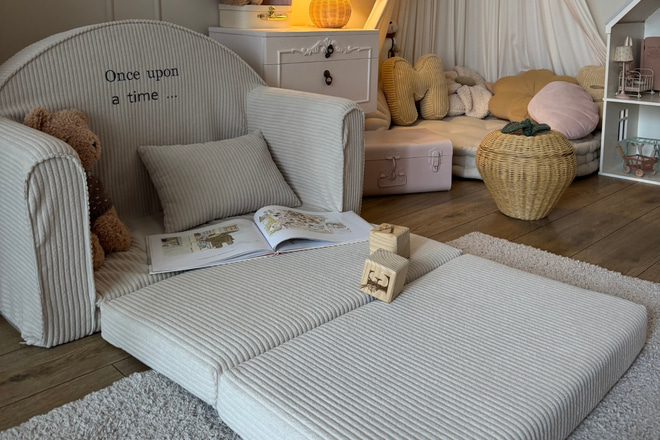 Sofa Velours Côtelé - Beige - Nom personnalisable