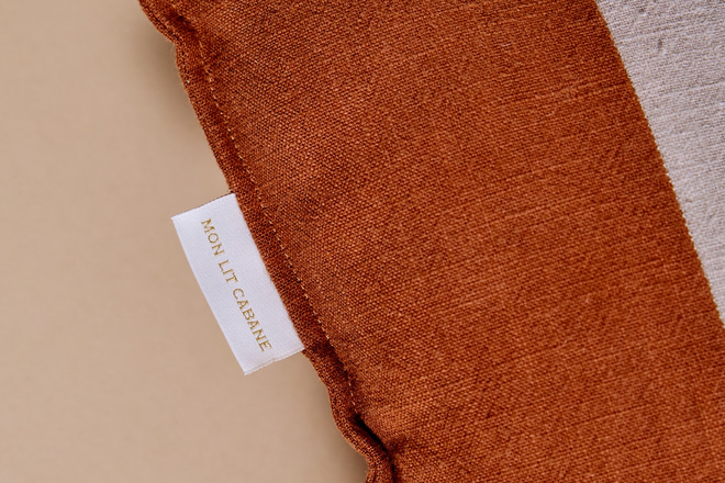 Cuscino Arcobaleno in Lino Caramello