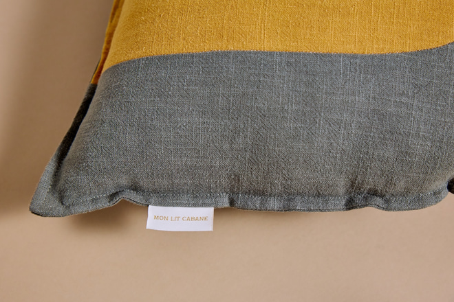 Rainbow Cushion in Sunshine Khaki Linen