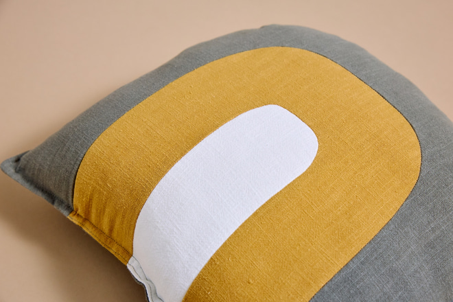 Rainbow Cushion in Sunshine Khaki Linen