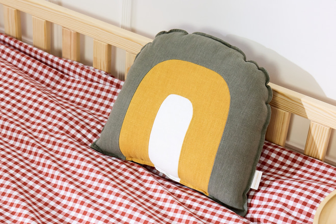 Khaki Rainbow Linen Cushion