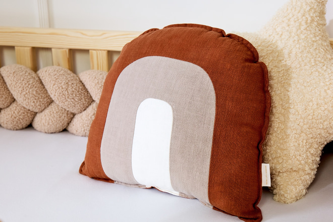 Cuscino Arcobaleno in Lino Caramello