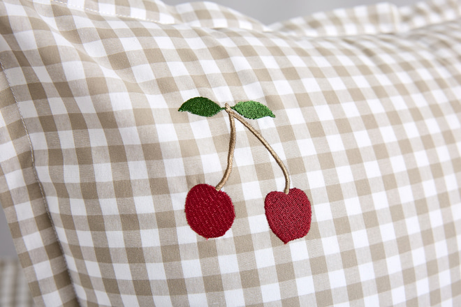 Capa de Edredão de Xadrez Cereja - Cinza 140x200