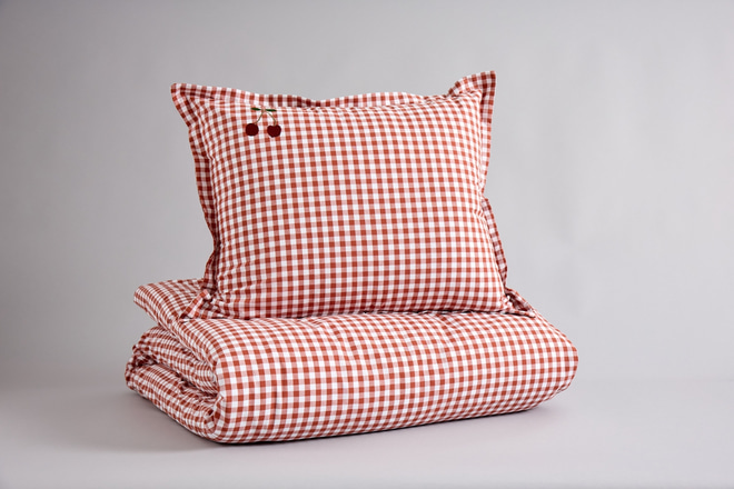 Housse de Couette à Carreaux Cerise - Rouge 140x200
