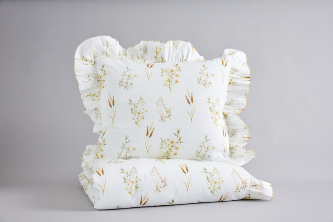 Conjunto de Capa de Edredão Flores do Campo com Rufos 120x170