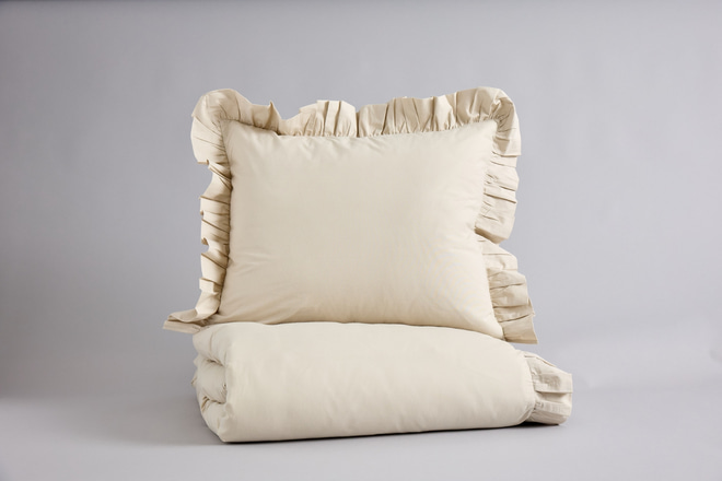 Housse de Couette Beige à Volants 120x170