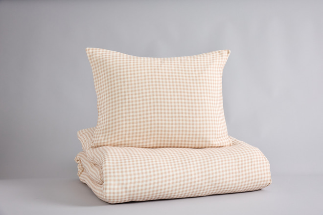 Capa de edredão Vichy Beige 120x170