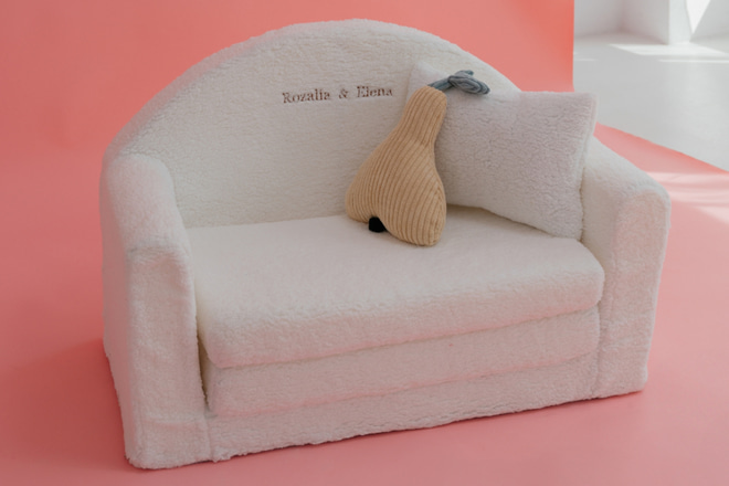 Bouclé-Sofa - Off White - Personalisierbarer Name
