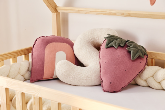 Pastel Pink Rainbow Linen Cushion