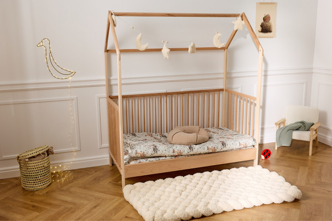 Lit Cabane Bébé Emma 70x140cm - Naturel