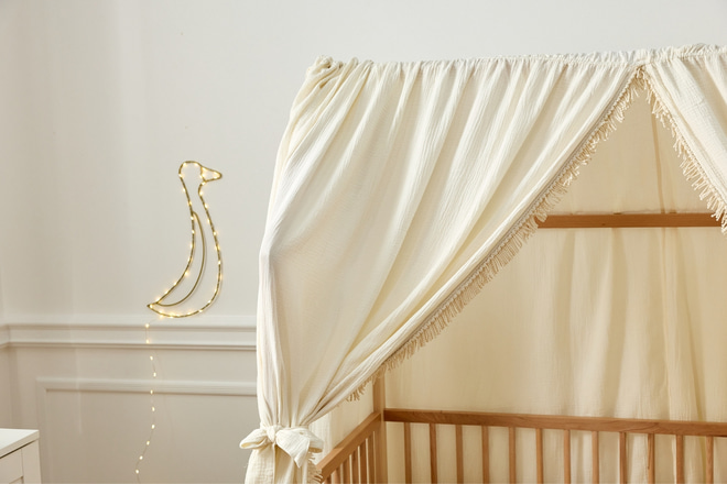 Plachta na domečkovou postel Boho Twist Vanille - Model L