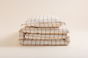 Cotton 120x160 Printed Duvet & Pillow Set - Vichy Caramel