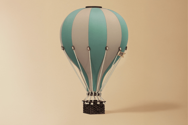 Water Green & Dark Beige Hot Air Balloon