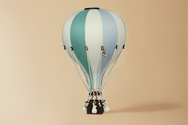 Balão de ar quente Verde, Azul & Creme