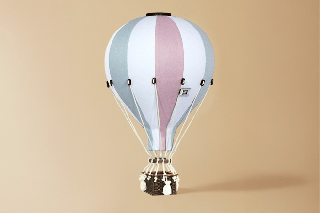 Montgolfière Rose, Gris & Blanc