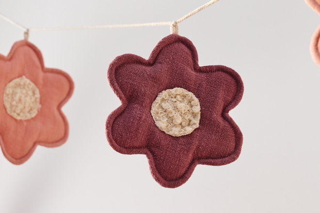 Guirlande Fleurs en Lin - Rose Pastel