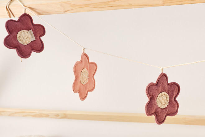 Guirlande Fleurs en Lin - Rose Pastel