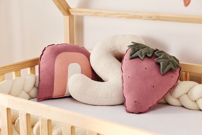 Strawberry Linen Cushion - Pink