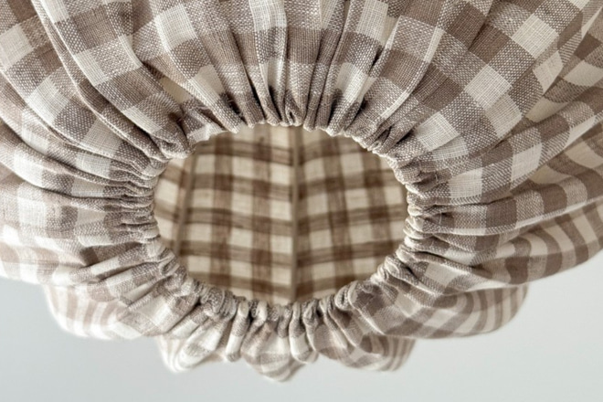 Abat-jour boule en lin à carreaux