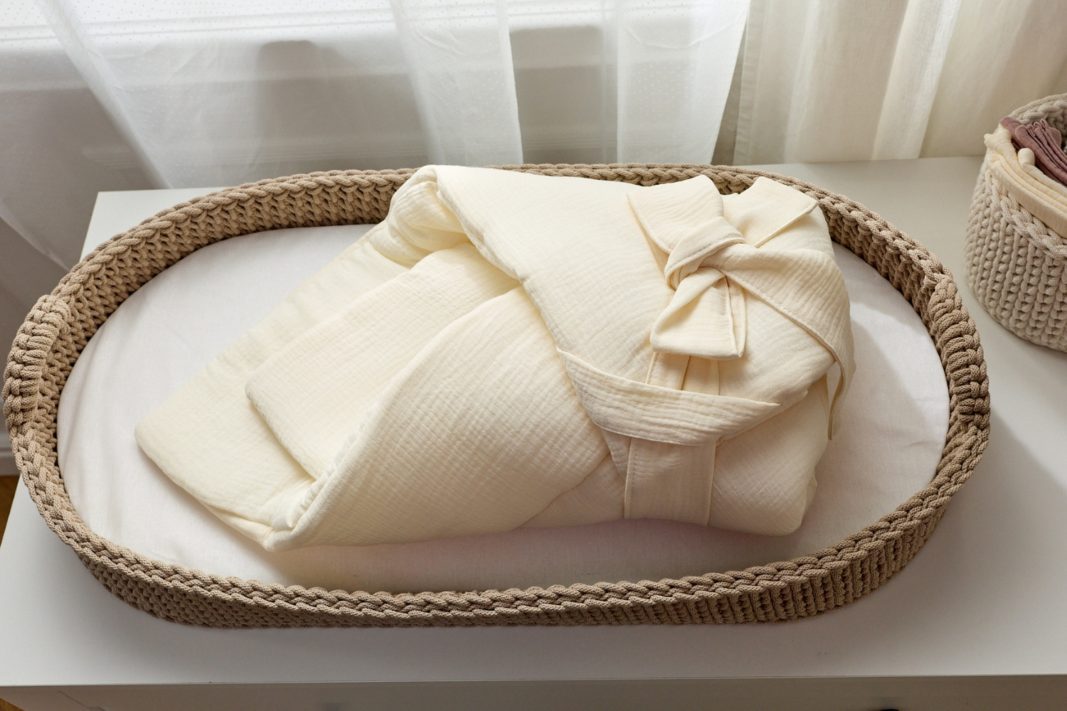 - Gigoteuse d'Emmaillotage en Mousseline - Crème - Blanc (Mon Lit Cabane) - Image 1