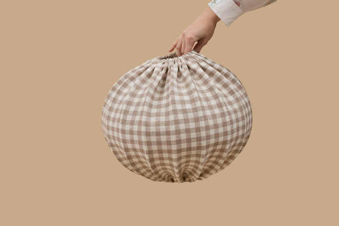 Checked linen globe lampshade